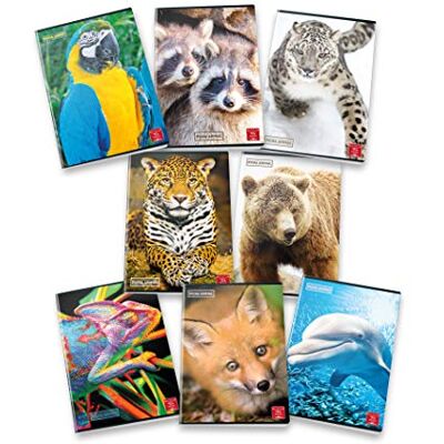 Pigna , Animal-anteckningsbok, format A5 15x21 cm, 80 sidor + omslag, papper 80 g/m², insida 0B, linjer III elementare, blandade omslag, förpackning med 10 st. Pigna , Animal-anteckningsbok, format A5 15x21 cm, 80 sidor + omslag, papper 80 g/m², insida 0B, linjer III elementare, blandade omslag, förpackning med 10 st.