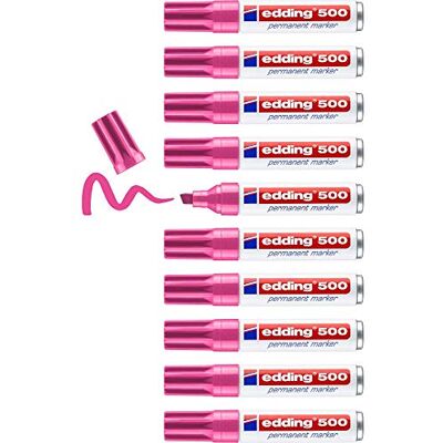 edding 500 permanent markör rosa 10 pennor fasad spets 2–7 mm snabbtorkande, vatten- och friktionssäker för kartong, plast, trä, metall, glas edding 500 permanent markör rosa 10 pennor fasad spets 2–7 mm snabbtorkande, vatten- och friktionssäker för kartong, plast, trä, metall, glas