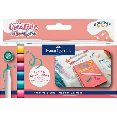 Faber-Castell 161013 Goldfaber Creative Marker Set, 6 penselpennor, vattenfasta pennor Holiday Vibes Faber-Castell 161013 Goldfaber Creative Marker Set, 6 penselpennor, vattenfasta pennor Holiday Vibes