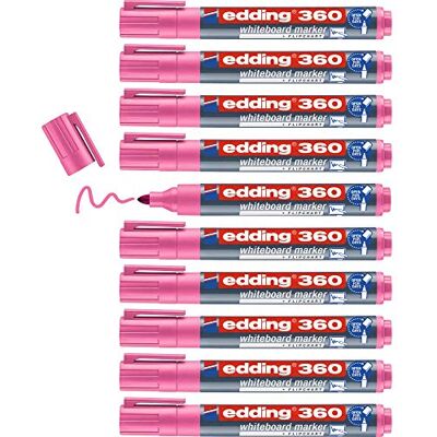 edding 360 whiteboardmarker – rosa – låda med 10 pennor – rund spets 1,5–3 mm – torkas bort utan vatten – för whiteboard, blädderblock, anslagstavla, memo-tavla – sketcher – går att fylla på edding 360 whiteboardmarker – rosa – låda med 10 pennor – rund spets 1,5–3 mm – torkas bort utan vatten – för whiteboard, blädderblock, anslagstavla, memo-tavla – sketcher – går att fylla på