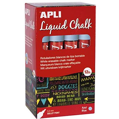 APLI Liquid Chalk markör, rund, 5,5 mm, blå, 12 stycken APLI Liquid Chalk markör, rund, 5,5 mm, blå, 12 stycken