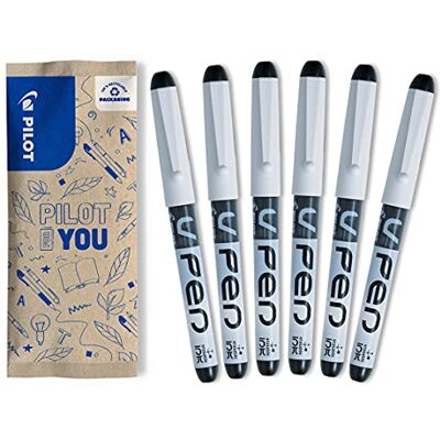 PILOT Set med 6 svarta raderbara reservoarpennor V-penna PILOT Set med 6 svarta raderbara reservoarpennor V-penna