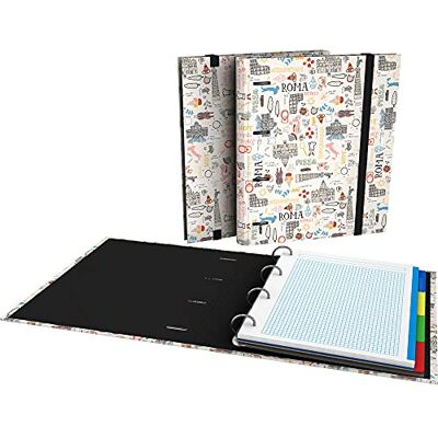 Grafoplás 88102626. A4-mapp med stansade ringar, A4, Quadricule Blades 5x5, Separatorer, Omvänt, Böjt Lomo, Carpebook, Epluche Collection, Rom Grafoplás 88102626. A4-mapp med stansade ringar, A4, Quadricule Blades 5x5, Separatorer, Omvänt, Böjt Lomo, Carpebook, Epluche Collection, Rom