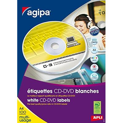 APLI 119884 Box med 200 CD/DVD-etiketter Diam 117 APLI 119884 Box med 200 CD/DVD-etiketter Diam 117