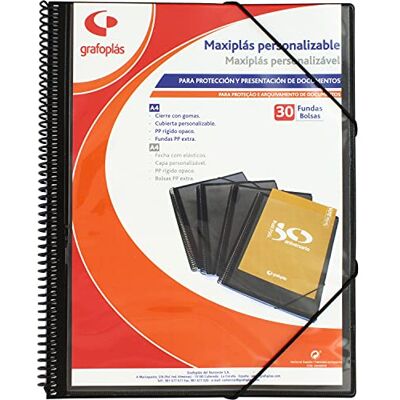 Grafoplás 39843010. Anpassningsbara fodral, Maxiplas, 30 fodral Transparent, Svart, 30,8 x 24 x 14 Grafoplás 39843010. Anpassningsbara fodral, Maxiplas, 30 fodral Transparent, Svart, 30,8 x 24 x 14