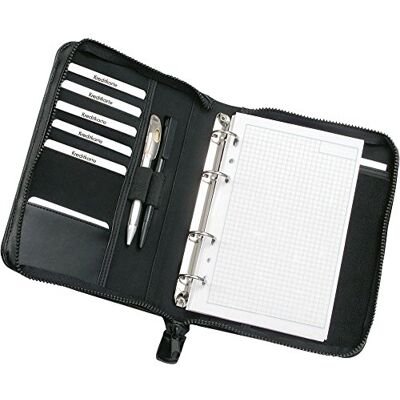 ALASSIO 30006 ringpärm A5 LUINO, businessmapp av FINEtouch-läderimitation, mapp med ringmekanik, 40 rutiga blad, dragkedja, affärsmapp svart, anteckningsmapp ca 25 × 17,5 × 4 cm ALASSIO 30006 ringpärm A5 LUINO, businessmapp av FINEtouch-läderimitation, mapp med ringmekanik, 40 rutiga blad, dragkedja, affärsmapp svart, anteckningsmapp ca 25 × 17,5 × 4 cm