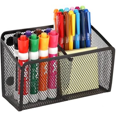 Ameceres Magnetisk pennhållare – extra starka magneter nätmarkörhållare perfekt för whiteboard, kylskåp och skåp tillbehör (2 korgar, 1 pack svart) Ameceres Magnetisk pennhållare – extra starka magneter nätmarkörhållare perfekt för whiteboard, kylskåp och skåp tillbehör (2 korgar, 1 pack svart)
