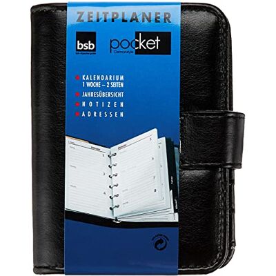 bsb Möteskalender, veckoplanerare, möteskalender, 2022, ca A7, 1 vecka = 2 sidor, mjuk film, svart, ringbok med 6-hålshål, påfyllningsbar, modellficka, 02-0253 bsb Möteskalender, veckoplanerare, möteskalender, 2022, ca A7, 1 vecka = 2 sidor, mjuk film, svart, ringbok med 6-hålshål, påfyllningsbar, modellficka, 02-0253