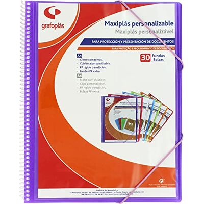 Grafoplás 39843035. Anpassningsbara fodral, Maxiplas, 30 fodral Transparent, Violett, 30,8 x 24 x 14 Grafoplás 39843035. Anpassningsbara fodral, Maxiplas, 30 fodral Transparent, Violett, 30,8 x 24 x 14