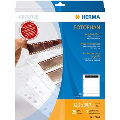 HERMA 7761 fotopan negativa fodral DIN A4 transparent (7 x 5 ränder, 25 skal, folie) för små bildnegativa format 35 mm med säkerhetslaska och eurohål HERMA 7761 fotopan negativa fodral DIN A4 transparent (7 x 5 ränder, 25 skal, folie) för små bildnegativa format 35 mm med säkerhetslaska och eurohål