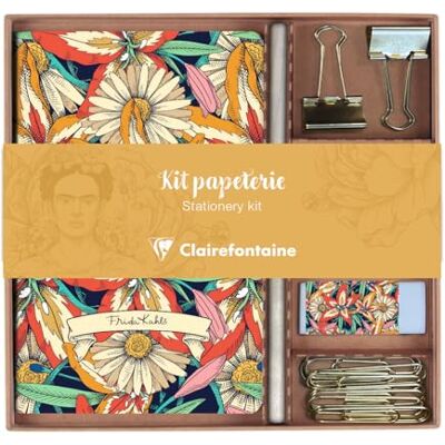 Clairefontaine 116231C Un Kit de Papeterie contenant un Carnet 11x17 cm 64 Pages Lignées, un Crayon de Papier, 2 Pinces doubles-clip, 10 Trombones et une Gomme Collection Frida Kahlo Clairefontaine 116231C Un Kit de Papeterie contenant un Carnet 11x17 cm 64 Pages Lignées, un Crayon de Papier, 2 Pinces doubles-clip, 10 Trombones et une Gomme Collection Frida Kahlo
