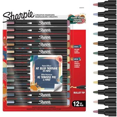 Sharpie Creative Marker Akrylfärgpennor Vattenbaserade färgpennor Blöder inte, skriver på de flesta ytor Kulspetstipp Hantverk och konstmaterial Varma toner 12 stycken Sharpie Creative Marker Akrylfärgpennor Vattenbaserade färgpennor Blöder inte, skriver på de flesta ytor Kulspetstipp Hantverk och konstmaterial Varma toner 12 stycken