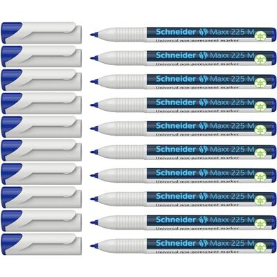 Schneider Maxx 225 M Universal Marker (icke-permanent, fukttorkbar, 1,0 mm) Förpackning med 10 blå Schneider Maxx 225 M Universal Marker (icke-permanent, fukttorkbar, 1,0 mm) Förpackning med 10 blå