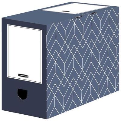 Bankers Box Arkivlåda A4, Décor-serien för kontor och hem, 150 mm ryggbredd, tillverkad av 100% återvunnen wellpapp, färg/motiv: skifferblå, 5 stycken Bankers Box Arkivlåda A4, Décor-serien för kontor och hem, 150 mm ryggbredd, tillverkad av 100% återvunnen wellpapp, färg/motiv: skifferblå, 5 stycken