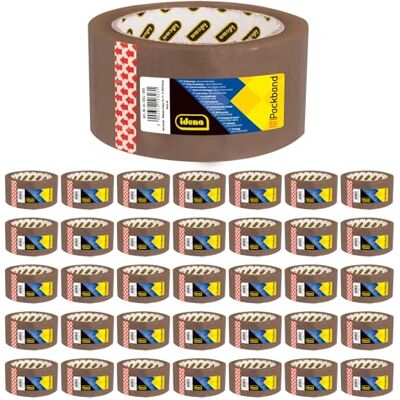 Idena 60064 – Tejp brun, 50 mm x 66 m, 36 rullar paketband med låg ljudnivå, perfekt för flyttning och frakt Idena 60064 – Tejp brun, 50 mm x 66 m, 36 rullar paketband med låg ljudnivå, perfekt för flyttning och frakt