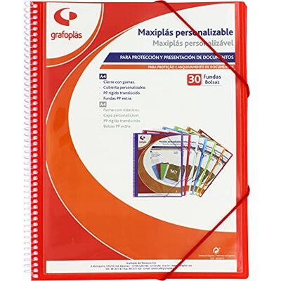 Grafoplás 39843051. Anpassningsbara fodral, Maxiplas, 30 fodral Transparent, Röd, 30,8 x 24 x 14 Grafoplás 39843051. Anpassningsbara fodral, Maxiplas, 30 fodral Transparent, Röd, 30,8 x 24 x 14