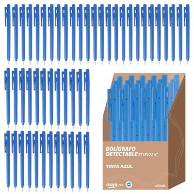 Maya Professional Tools eco2100 °C-2/2 penna upptäckbar per metaller och röntgen, normalt bläck, med klämma, förpackning med 50, blå kropp, blått bläck Maya Professional Tools eco2100 °C-2/2 penna upptäckbar per metaller och röntgen, normalt bläck, med klämma, förpackning med 50, blå kropp, blått bläck