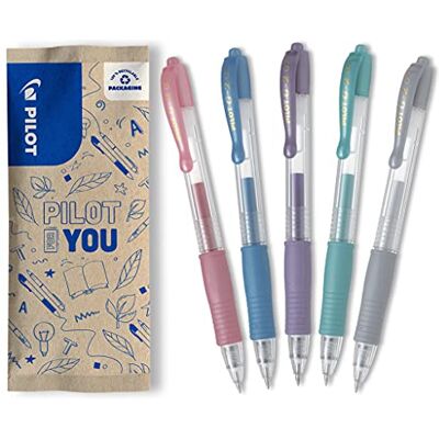 PILOT G2-7, gelpenna, set om 5 (metallicrosa, blå, violett, grön, silver) PILOT G2-7, gelpenna, set om 5 (metallicrosa, blå, violett, grön, silver)
