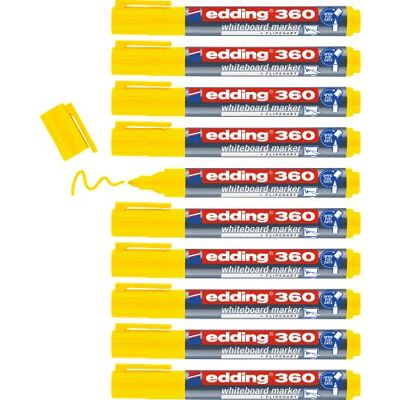 edding 360 whiteboardmarker – gul – låda med 10 pennor – rund spets 1,5–3 mm – torkas bort utan vatten – för whiteboard, blädderblock, anslagstavla, memo-tavla – sketcher – går att fylla på edding 360 whiteboardmarker – gul – låda med 10 pennor – rund spets 1,5–3 mm – torkas bort utan vatten – för whiteboard, blädderblock, anslagstavla, memo-tavla – sketcher – går att fylla på