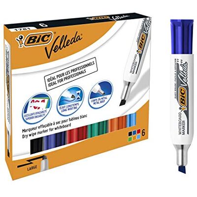 BIC 8757881 Whiteboard-märkpenna Velleda 1781, kilspets, fodral med 6 BIC 8757881 Whiteboard-märkpenna Velleda 1781, kilspets, fodral med 6
