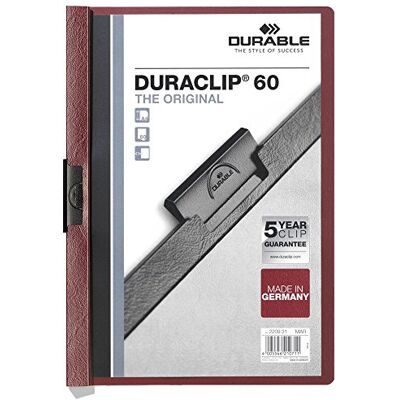 Durable 220931 KLÄMMAPP DURACLIP® 60, mörkröd, 25 stycken Durable 220931 KLÄMMAPP DURACLIP® 60, mörkröd, 25 stycken