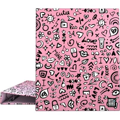 Grafoplás Grafoplas A4-arkivmapp, "I Love You Bits&Bobs" design, 4 x blandade ringar 25 mm, FSC-certifierad, mjuk plast, perfekt skolmaterial för att organisera mål Grafoplás Grafoplas A4-arkivmapp, "I Love You Bits&Bobs" design, 4 x blandade ringar 25 mm, FSC-certifierad, mjuk plast, perfekt skolmaterial för att organisera mål