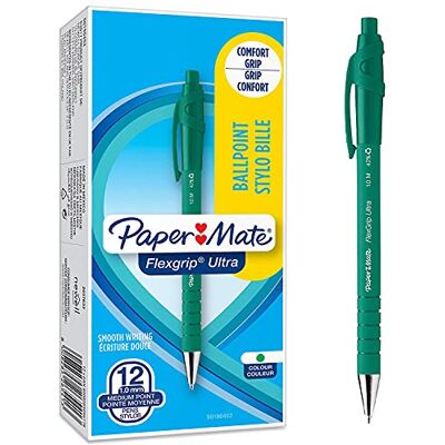 Paper Mate Flexgrip Ultra infällbara kulspetspennor Medium punkt (1,0 mm) Grön 12 st Paper Mate Flexgrip Ultra infällbara kulspetspennor Medium punkt (1,0 mm) Grön 12 st