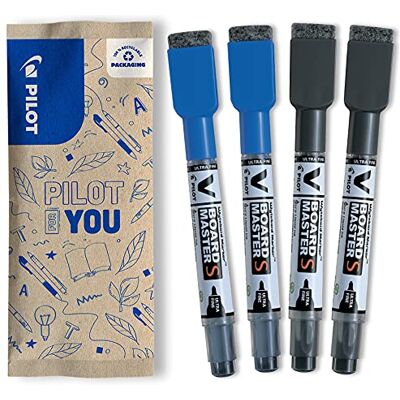 PILOT 2 Pack V Board Master S Whiteboard penna Fin Spets Blå, Svart PILOT 2 Pack V Board Master S Whiteboard penna Fin Spets Blå, Svart