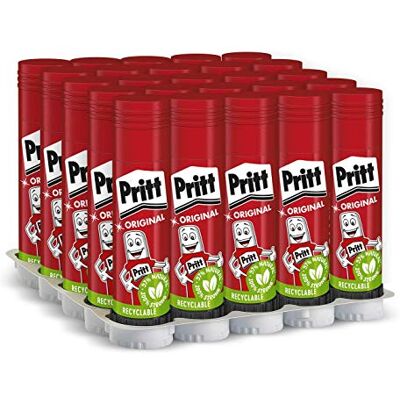Pritt limstift, säkert och barnvänligt lim för konst och hantverk, starkt lim för skola och kontorsmaterial, 25 x 11 g penna Pritt limstift, säkert och barnvänligt lim för konst och hantverk, starkt lim för skola och kontorsmaterial, 25 x 11 g penna