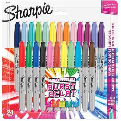 Sharpie 1956292 Permanenta Märkpennor, Flerfärgad, Paket med 24 Sharpie 1956292 Permanenta Märkpennor, Flerfärgad, Paket med 24