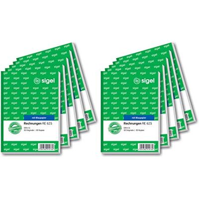 Sigel räkningar A6, 2 x 50 ark Blåpapper, 10 st. 10 Stück Sigel räkningar A6, 2 x 50 ark Blåpapper, 10 st. 10 Stück
