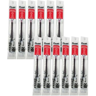 Pentel LR10-B påfyllningsbar patron för EnerGel pennor 0,5 mm – röd, förpackning med 12 Pentel LR10-B påfyllningsbar patron för EnerGel pennor 0,5 mm – röd, förpackning med 12