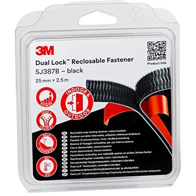 3M Dual Lock Återförslutningsbart snabblås, 25 mm x 2,5 m, Svart Utmärkt vidhäftning på pulverfärger, metall, glas, trä, akryl, polykarbonat, ABS, svampformad, 1 st 3M Dual Lock Återförslutningsbart snabblås, 25 mm x 2,5 m, Svart Utmärkt vidhäftning på pulverfärger, metall, glas, trä, akryl, polykarbonat, ABS, svampformad, 1 st