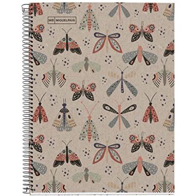 Miquelrius Notebook Notebook Notebook 100% Återvunnet, 1 Rand av Färg, A4, 80 ark av Ränder Horisontellt, Papper 80 g, 4 Hål, Omslag av Kartong Återvunnen, Design Ecobutterfly Miquelrius Notebook Notebook Notebook 100% Återvunnet, 1 Rand av Färg, A4, 80 ark av Ränder Horisontellt, Papper 80 g, 4 Hål, Omslag av Kartong Återvunnen, Design Ecobutterfly