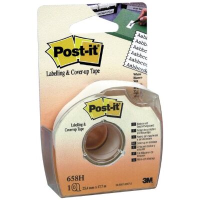 Post-it cover-up och märkningstejp 6 linjer bredd vit 25,4 mm x 17,7 m 1 rulle/dispenser 1 dispenser/förpackning Post-it cover-up och märkningstejp 6 linjer bredd vit 25,4 mm x 17,7 m 1 rulle/dispenser 1 dispenser/förpackning
