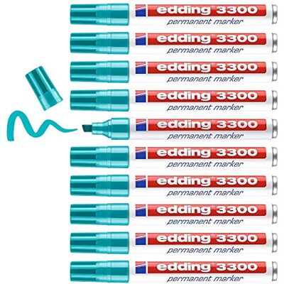 edding 3300 – 14 – låda med 10 permanentmarkör, kilspets, sticktjocklek 1–5 mm, turkos edding 3300 – 14 – låda med 10 permanentmarkör, kilspets, sticktjocklek 1–5 mm, turkos