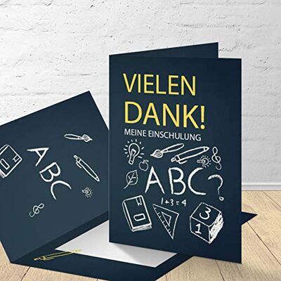 KartenKuss.de 8 gratulationskort för inskolning med matchande kuvert, tackkort för inskolning i en uppsättning av 8 st. "Bordsbild" design KartenKuss.de 8 gratulationskort för inskolning med matchande kuvert, tackkort för inskolning i en uppsättning av 8 st. "Bordsbild" design