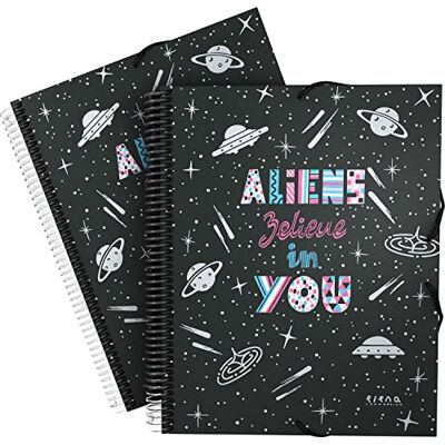 Grafoplás Plastfodral mapp A4 30 genomskinliga foder Spiral Inkluderar kuvert med stängning Flexibla lock Aliens, Elena Corredoira Grafoplás Plastfodral mapp A4 30 genomskinliga foder Spiral Inkluderar kuvert med stängning Flexibla lock Aliens, Elena Corredoira