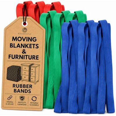 kitchentoolz Extra stora rörliga gummiband – variation 12-pack – 42 tum, 76 cm och 66 cm långa extra starka moveringsband – för pallar och rörliga filtar – av kitchentoolz Extra stora rörliga gummiband – variation 12-pack – 42 tum, 76 cm och 66 cm långa extra starka moveringsband – för pallar och rörliga filtar – av