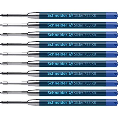 Schneider Slider 755 kulspetspenna (ViscoGlide-teknik, dokumentätt, XB = extrabredd) 10-pack, blå Schneider Slider 755 kulspetspenna (ViscoGlide-teknik, dokumentätt, XB = extrabredd) 10-pack, blå