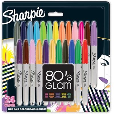 Sharpie permanenta märkpennor Fin spets 80’s Glam-färger 24 stycken Sharpie permanenta märkpennor Fin spets 80’s Glam-färger 24 stycken