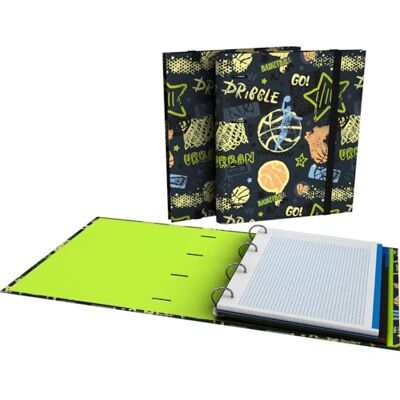 Grafoplás Grafoplas A4-mapp med stansade ringar med påfyllning och avdelare, 90 g fyrkantiga ark 5 x 5 färgkant, transparent kuvert, gatubokbitar och Bobs Pop-Up Design Grafoplás Grafoplas A4-mapp med stansade ringar med påfyllning och avdelare, 90 g fyrkantiga ark 5 x 5 färgkant, transparent kuvert, gatubokbitar och Bobs Pop-Up Design