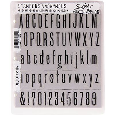 Tim Holtz Tall Text - Djupgraverade röda gummistämplar för kort & etiketter Tim Holtz Tall Text - Djupgraverade röda gummistämplar för kort & etiketter