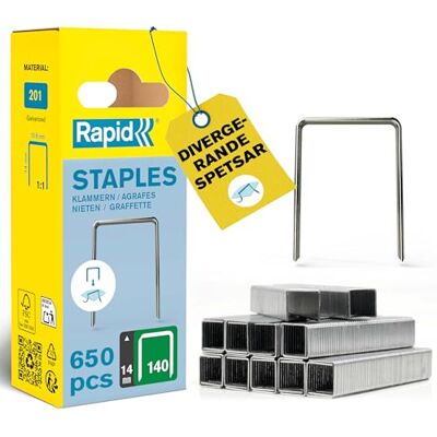 Rapid Bredtrådsklammer Av Hög Kvalitet, För Isolering, Tunn Plast, Kartong Och Mattor, Klammer Nr. 140, Benlängd 14 mm, För Häftpistoler, Galvaniserat Stål, 650-pack (40109517) Högpresterande häftklamrar, isolering, tunn plast, kartong och mattor, häftp Rapid Bredtrådsklammer Av Hög Kvalitet, För Isolering, Tunn Plast, Kartong Och Mattor, Klammer Nr. 140, Benlängd 14 mm, För Häftpistoler, Galvaniserat Stål, 650-pack (40109517) Högpresterande häftklamrar, isolering, tunn plast, kartong och mattor, häftp