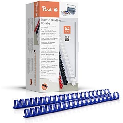 Peach PB425-04 plastbindningspapper DIN A4, 25 mm, 240 ark, 50 stycken, blå Peach PB425-04 plastbindningspapper DIN A4, 25 mm, 240 ark, 50 stycken, blå