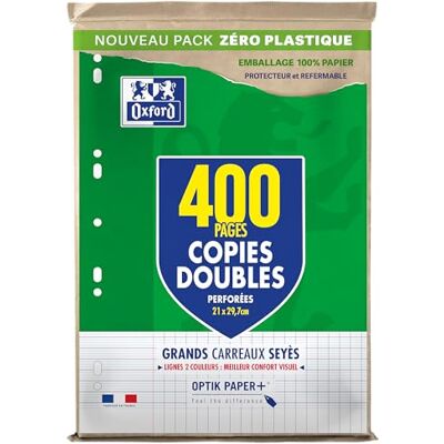 Oxford Scolaire A4 dubbla ark stora fyrkanter 400 sidor vit Oxford Scolaire A4 dubbla ark stora fyrkanter 400 sidor vit