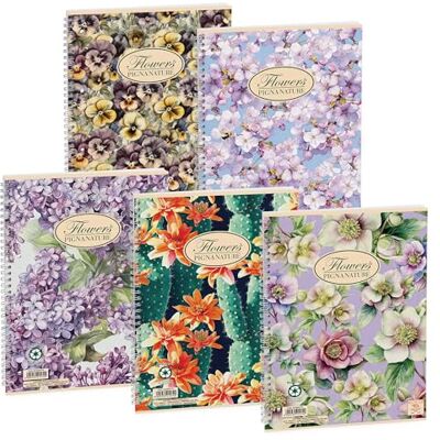Pigna naturblommor, 02182571R, Spiral anteckningsbok A4, randiga anteckningsböcker 1R, paket med 5 st. Pigna naturblommor, 02182571R, Spiral anteckningsbok A4, randiga anteckningsböcker 1R, paket med 5 st.