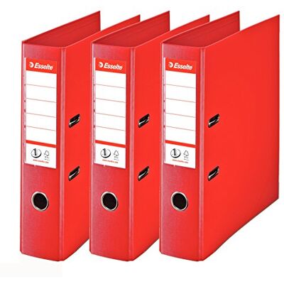 Esselte N°1 uppsättning med 3 Power Lever Arch Files Back 75 mm röd Esselte N°1 uppsättning med 3 Power Lever Arch Files Back 75 mm röd