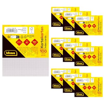Idena 90360 – indexkort A7, 1 000 rutiga, 180 g/m² FSC-Mix papper i vitt, för skola och kontor Idena 90360 – indexkort A7, 1 000 rutiga, 180 g/m² FSC-Mix papper i vitt, för skola och kontor