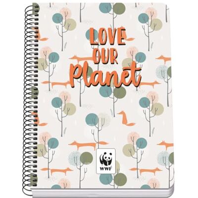 DOHE Rutad A5 Spiralbunden Rutmönstrad Anteckningsbok, 100 Ark, 90 g/m², Rutstorlek 4 mm, Hård Omslag, WWF Love Our Planet, Skolmaterial DOHE Rutad A5 Spiralbunden Rutmönstrad Anteckningsbok, 100 Ark, 90 g/m², Rutstorlek 4 mm, Hård Omslag, WWF Love Our Planet, Skolmaterial